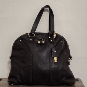 YSL Sac Muse Chocolate Leather Tote Bag